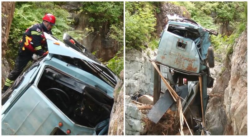 როგორ ამოჰყავთ მაშველებს ხევში გადავარდნილი "კამაზი" - დაკარგული ახალგაზრდის ძებნა გრძელდება