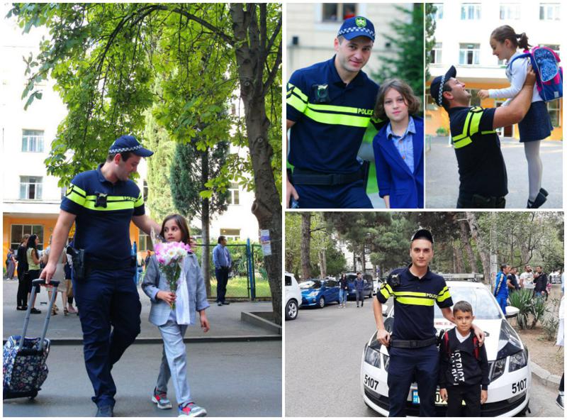 "საკუთარი შვილები ვერ წაიყვანეს სკოლაში, მაგრამ სხვა პატარებს ეხმარებიან" - პატრულმა პირველკლასელებს სწავლის დაწყება მიულოცა