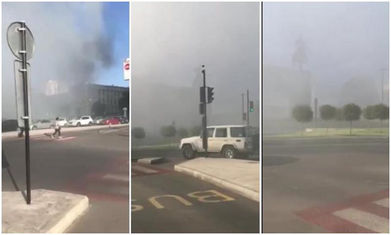 ხანძარი ტექნიკური უნივერსიტეტის მე-4 კორპუსში - კადრები ადგილიდან