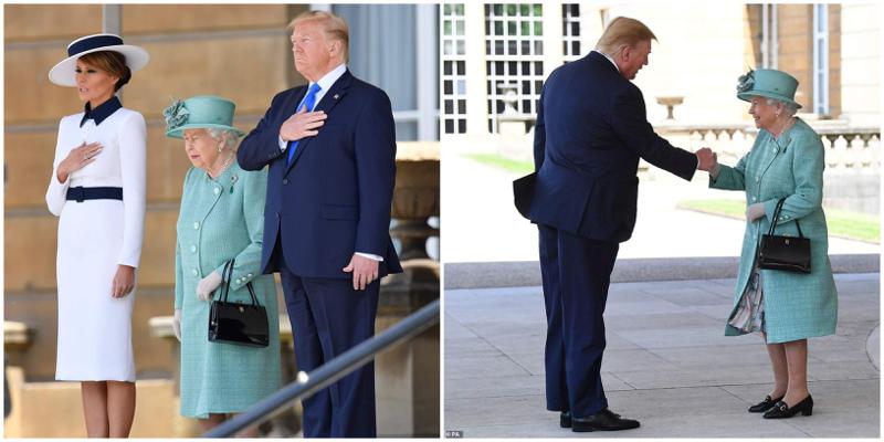 ტრამპები დედოფალს რევერანსის ნაცვლად ხელის ჩამორთმევით მიესალმნენ