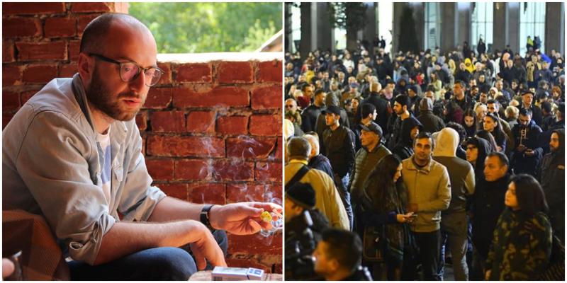 ექიმი ჯაბა ზარქუა პაციენტებს  რუსთაველზე, აქციის მიმდინარეობისას მიიღებს : "კონსულტაციის საფასურია სოლიდარობა!"