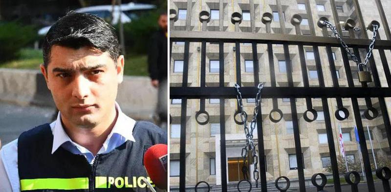 "ვინც კანონს დაარღვევს, დავაკავებთ" -  აქციის მონაწილეებმა ბოქლომი მთავრობის ადმინისტრაციის ჭიშკრის ნაცვლად, ღობეს დაადეს