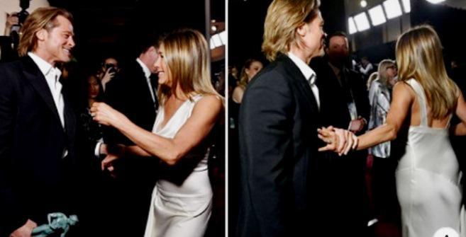 ბრედ პიტისა და ჯენიფერ ენისტონის ფლირტი კამერების წინ  - "ღმერთო ჩემო, უბრალოდ შეხედეთ ბრედის ხელს“