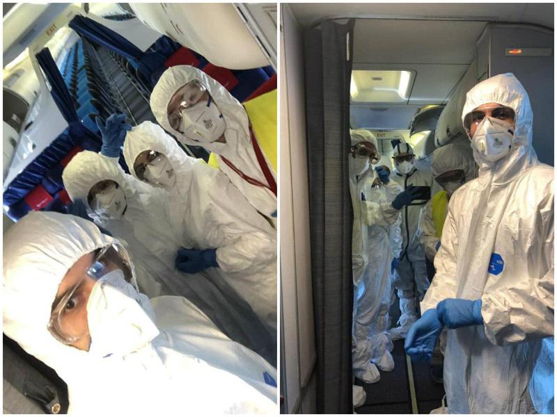 Georgian Airways-ის ეკიპაჟის წევრები იტალიიდან საქართველოში გამოფრენის წინ (ფოტო)