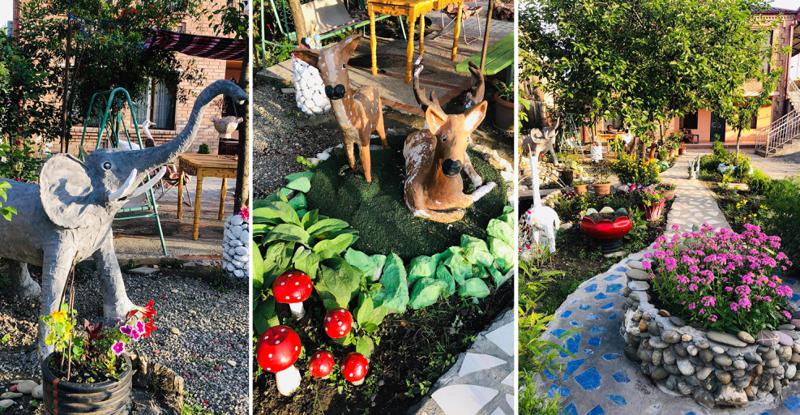 ულამაზესი ეზო სამტრედიაში, სადაც ბაბუა შვილიშვილებისთვის ზღაპრის გმირებს აცოცხლებს - "ისინი ჩვენთვის სულიერი არსებები არიან"