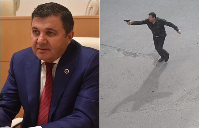 კადრები, რომელშიც "ქართული ოცნების" დეპუტატი ენზელ მკოიანი იარაღით ხელში მისდევს მოქალაქეს - რას აბობს შსს?