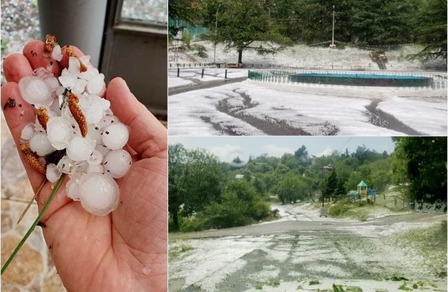 "მეორედ მოსვლა" - ძლიერი სეტყვა და ქარი კოჯორში (ფოტოები)