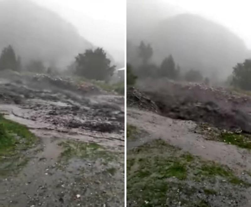 მდინარე ლათქიშორას ადიდების შედეგად, ონის სოფელ ღებში მისასვლელი გზა დაიტბორა - რა ვიდეოს აქვეყნებს ადგილობრივი