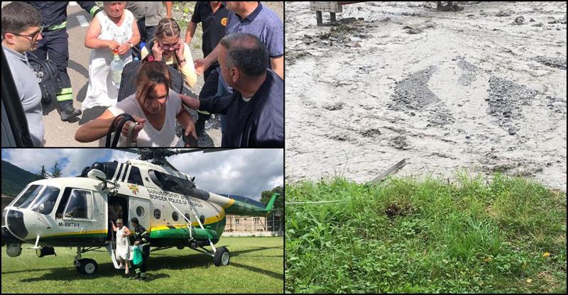 "მცირეწლოვანი ბავშვებით ვარ აქ... ჩემი სახლიღა დარჩა ნაპირზე და წაიღებს" -  ონში მოსახლეობის ევაკუაცია ვერტმფრენებით მიმდინარეობს