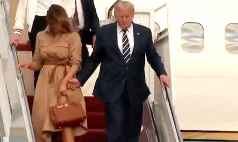 ცოლისგან უარყოფილი დონალდ ტრამპი -  მელანია ქმარს ხელის ჩაკიდებაზე კვლავ უარს ეუბნება (სკანდალური კადრები)