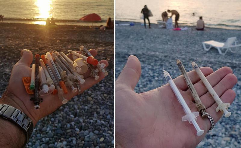 "ფრთხილად იყავით ზღვის სანაპიროზე, უამრავი თავღია შპრიცი გდია .." - სოციალურ ქსელში ბათუმში გადაღებული ფოტოები ვრცელდება