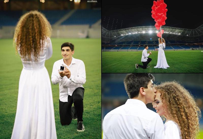 შთამბეჭდავი ფოტოები ბათუმის ახალი საფეხბურთო მოედნიდან, სადაც ბიჭმა საყვარელ გოგონას ხელი სთხოვა