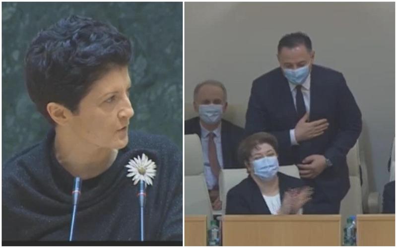 როგორ მიულოცა თეა წულუკიანმა ვახტანგ გომელაურს დაბადების დღე პარლამენტის ტრიბუნიდან (ვიდეო)