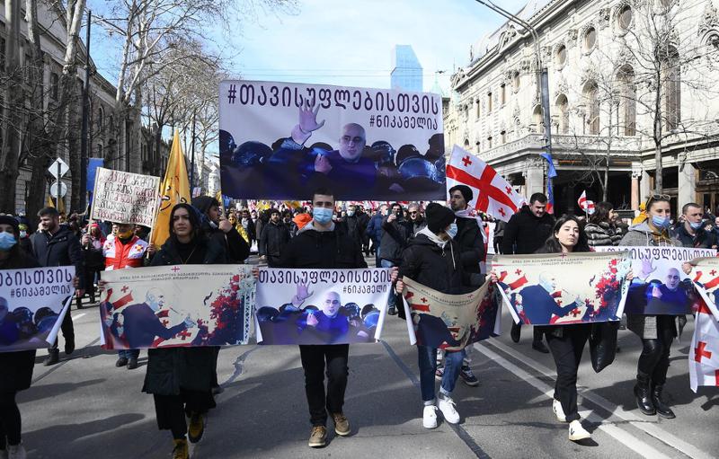 პარლამენტთან მიმდინარე აქციაზე, ნიკა მელიას ციხიდან გამოგზავნილი წერილი წაიკითხეს