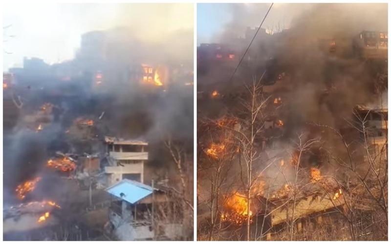 "განადგურდა მოქალაქეთა ქონება..." - მასშტაბური ხანძარი თურქეთში და 50-ზე მეტი დამწვარი სახლი (ვიდეო)