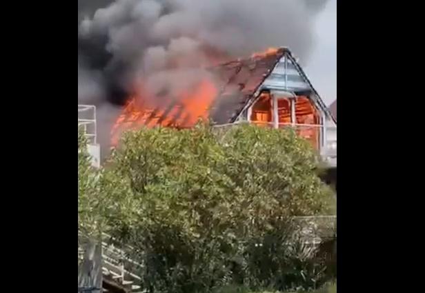 ძლიერი ხანძარი გრიგოლეთში - ცეცხლი საცხოვრებელ სახლებს გაუჩნდა