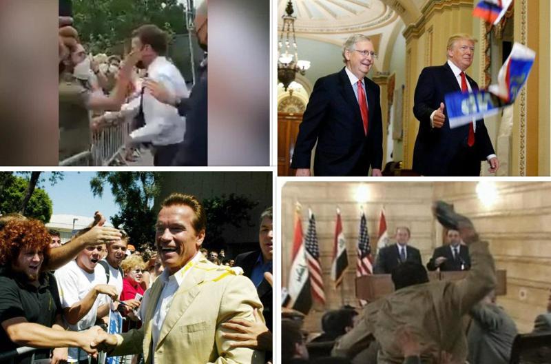 ნასროლი ფეხსაცმელი, კვერცხები და სენდვიჩები - მაკრონიდან ტრამპამდე: ყველაზე გახმაურებული თავდასხმები პოლიტიკოსებზე