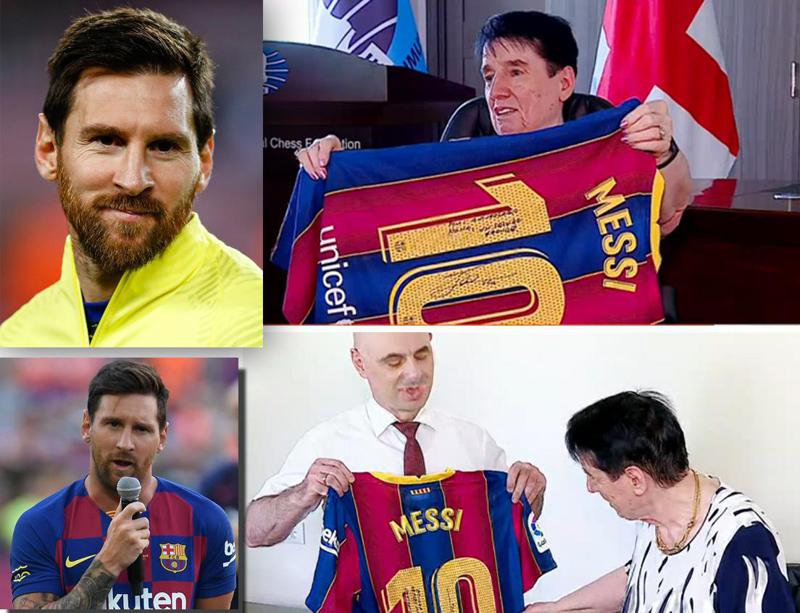 "დაბადების დღეს გილოცავ, ნონა" - ლეო მესიმ ლეგენდარულ მოჭადრაკეს 80 წლის იუბილეზე საკუთარი მაისური აჩუქა