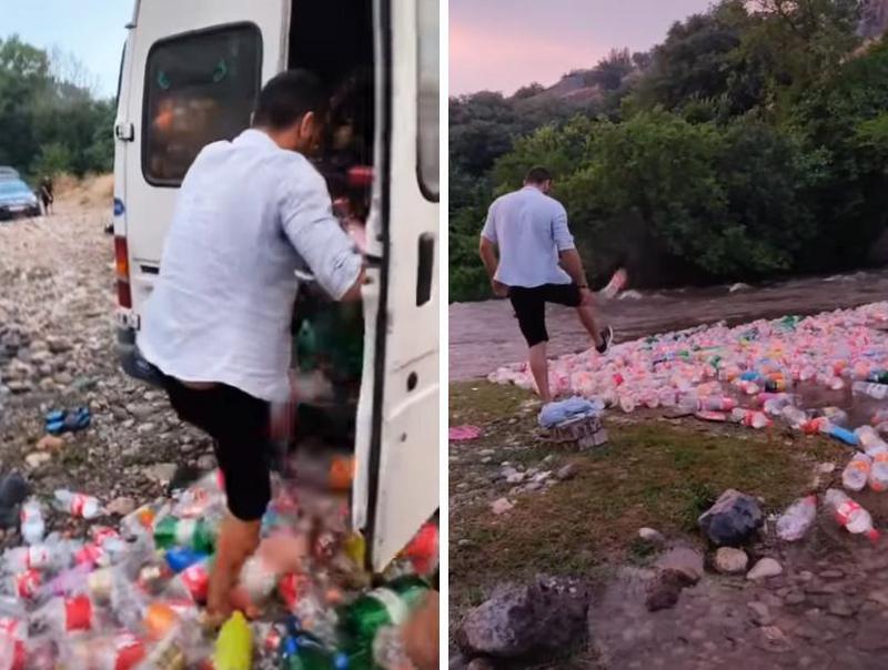 "დადგინდა, რომ დანაშაული ბოლნისში მოხდა" - გამოვლენილია იმ პირების ვინაობა, რომლებმაც დიდი ოდენობით პლასტმასის ბოთლები მდინარეში ჩაყარეს