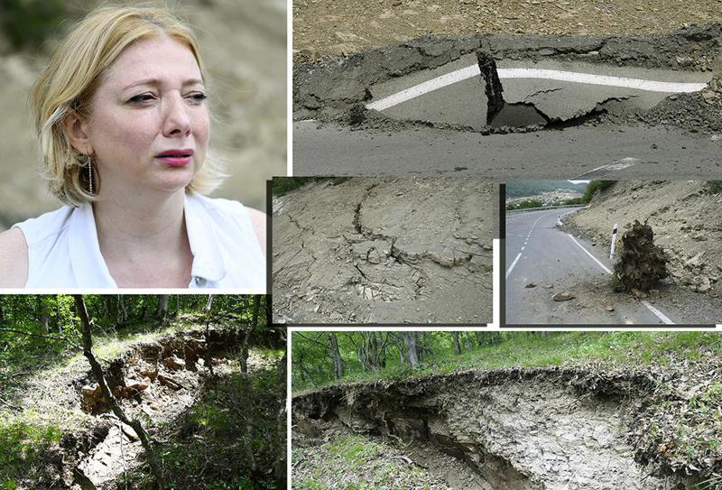 "მეწყერი დაძრულია, ნაპრალები ვითარდება სწრაფად... - 35 ფოტო ლისი-მუხათწყაროდან, სადაც გეოლოგები მუშაობენ