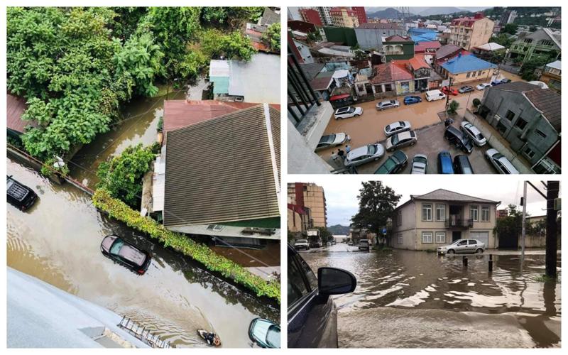 დატბორილია სახლები და მაღაზიები... დაზიანებულია ავტომობილები - ფოტოები ბათუმიდან, სადაც ძლიერი წვიმა იყო