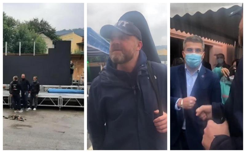 "ოცნების" ცენტრალური ოფისის წინ სცენის მონტაჟი მიმდინარეობს - ადგილზე ზურაბ ჯაფარიძე გიტარით მივიდა