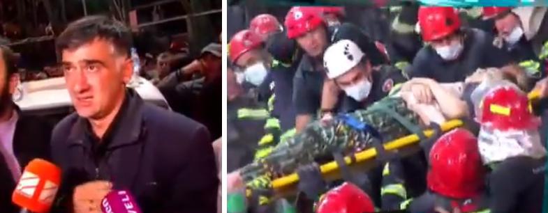 "ღმერთის წყალობით ცოცხალია, დამტვრეულია, საუბარი არ შეუძლია. ახლა ბავშვებსაც ამოვიყვანთ" - რას ჰყვება ნანგრევებიდან ამოყვანილი ქალის მეუღლე