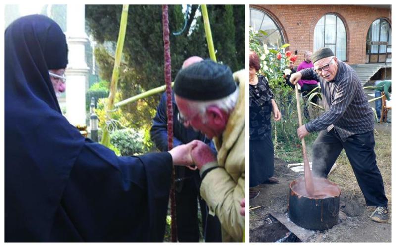 "ამ ზომის ჩურჩხელა არავის დაუმზადებია, 28 ლიტრი ბადაგი და 7 კგ ფქვილი დაიხარჯა" - 86 წლის რეკორდსმენი თელავიდან, რომლის საჩუქარმა პატრიარქი აღაფროვანა