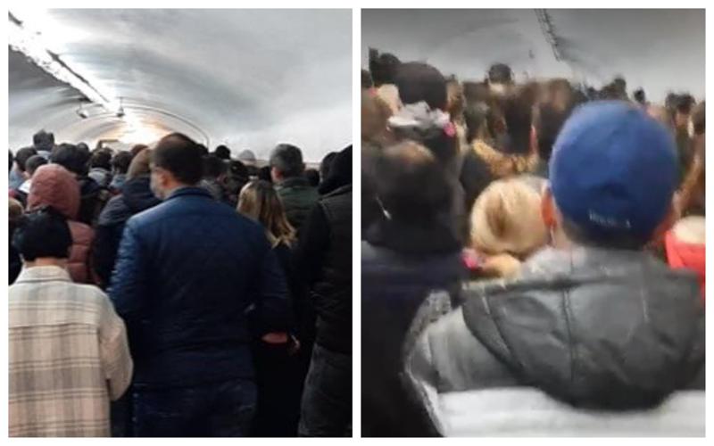 თბილისის მეტრო გადატვირთულია - კადრები "ვაგზლის მოედნიდან" (ვიდეო)