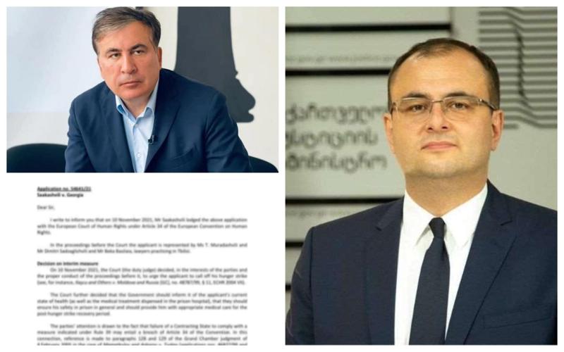 "სტრასბურგის სასამართლომ არ დააკმაყოფილა სააკაშვილის საჩივარი კერძო კლინიკაში გადაყვანასთან დაკავშირებით" - იუსტიციის მინისტრი