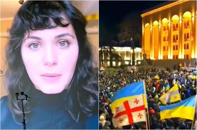 საქართველოს პარლამენტთან მიმდინარე უკრაინის მხარდამჭერ აქციას ქეთი მელუა შეუერთდა - "ჩემი ბიძა კიევშია, ასევე ჩემი ახლობლები არიან ხარკოვში"