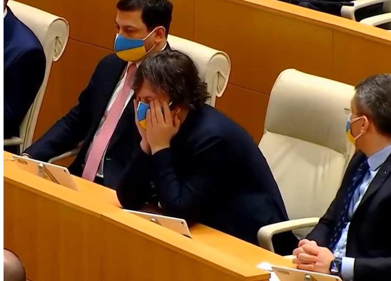 პრეზიდენტის პარლამენტში გამოსვლისას ირაკლი კობახიძე აშკარად "ყურებს არ უჯერებდა" (ვიდეო)