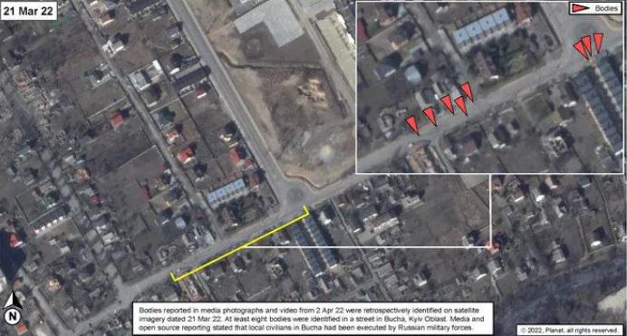 "უკრაინელი მშვიდობიანი მოქალაქეების ცხედრები ბუჩას ქუჩებში მინიმუმ 10 დღის განმავლობაში ესვენა" - ბრიტანეთის თავდაცვის სამინისტრო