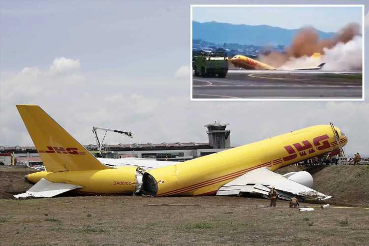 კოსტა-რიკის აეროპორტში სატვირთო თვითმფრინავი დაშვებისას ორად გაიყო (ვიდეო)