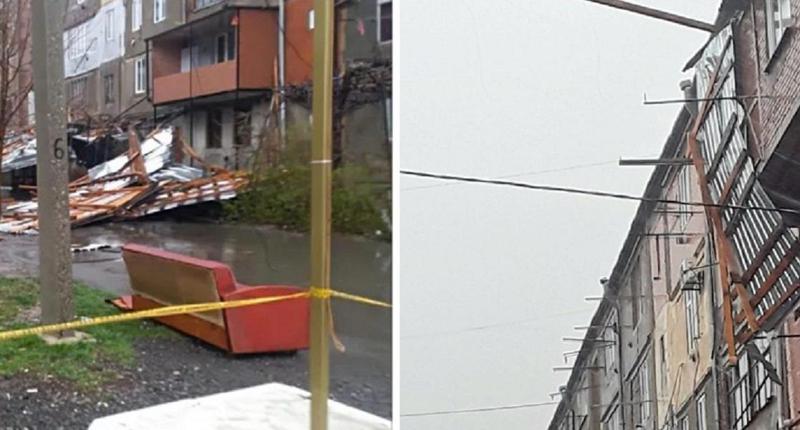 ძლიერმა ქარმა გორში შენობებს სახურავი გადახადა, მოგლიჯა აივნების პანელები - როგორია ვითარება ადგილზე (ფოტოები)