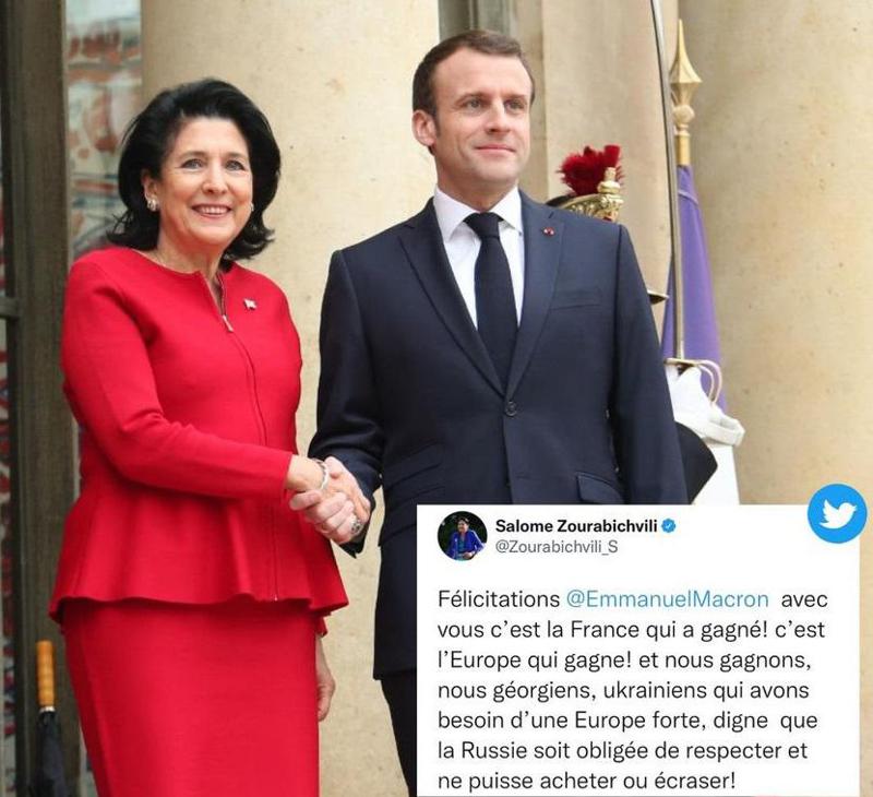 "თქვენთან ერთად მოიგო საფრანგეთმა!" - სალომე ზურაბიშვილი ემანუელ მაკრონს გამარჯვებას ულოცავს