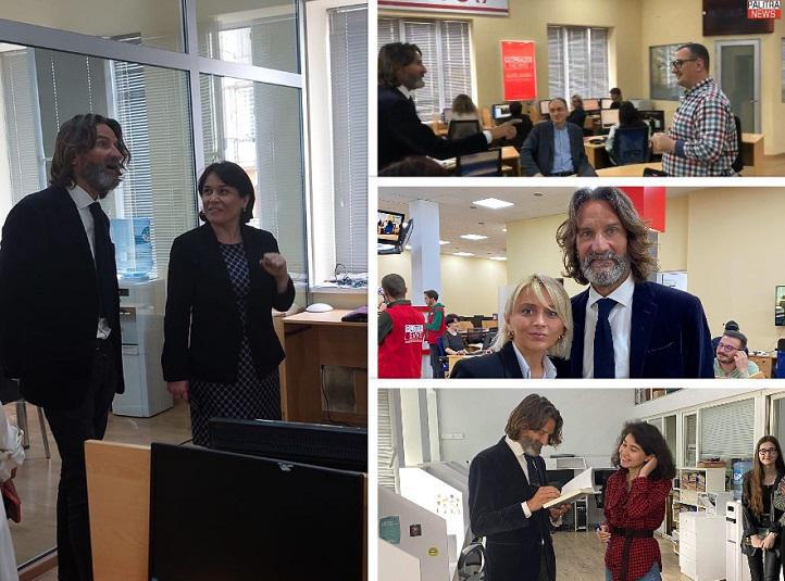 ფრედერიკ ბეგბედერი "პალიტრამედიაში" - შეხვედრა მედიის წარმომადგენლებთან და მოულოდნელი "შეჭრა" გადაცემა "ნიუსრუმის" პირდაპირ ეთერში