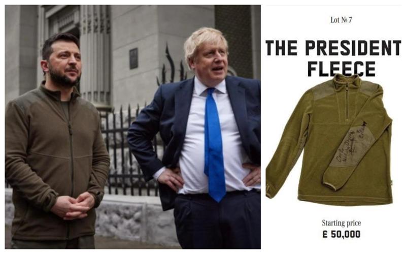 ზელენსკის ცნობილი სვიტერი 90 000 ფუნტად გაიყიდა - აუქციონს პირადად ბორის ჯონსონი ხელმძღვანელობდა