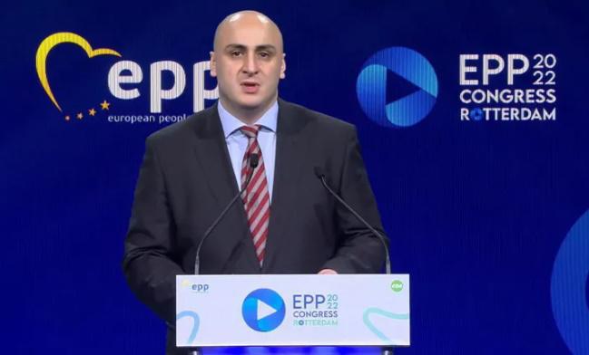 "ჩვენ მივმართავთ ევროკავშირს, გაუღოს კარი საქართველოს" - მელიას მიმართვა EPP-ს ყრილობაზე
