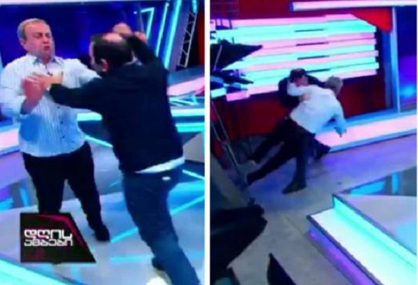 ხელჩართული ჩხუბი პირდაპირ ეთერში -  პაატა მანჯგალაძე და გიორგი გუგავა ერთმანეთს ფიზიკურად დაუპირისპირდნენ (ვიდეო)