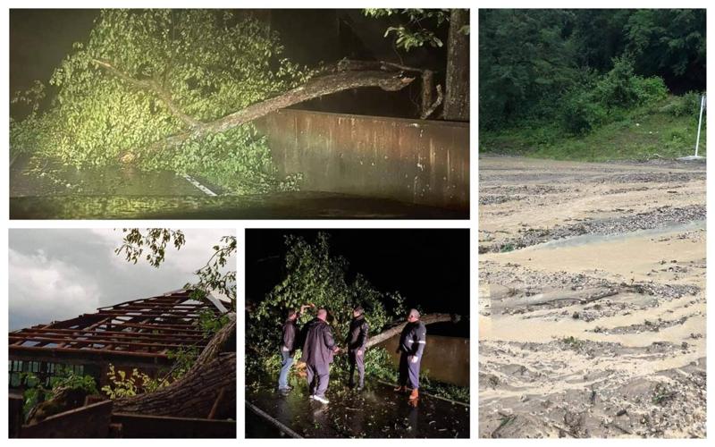 ფოტოები ამბროლაურიდან, სადაც მთელი ღამე სტიქიას ებრძოდნენ - "70-80 წლის ადამიანები ამბობენ, რომ მსგავსი რამ არ უნახავთ - ათწლოვანი ხეები ძირიანად არის მოგლეჯილი"