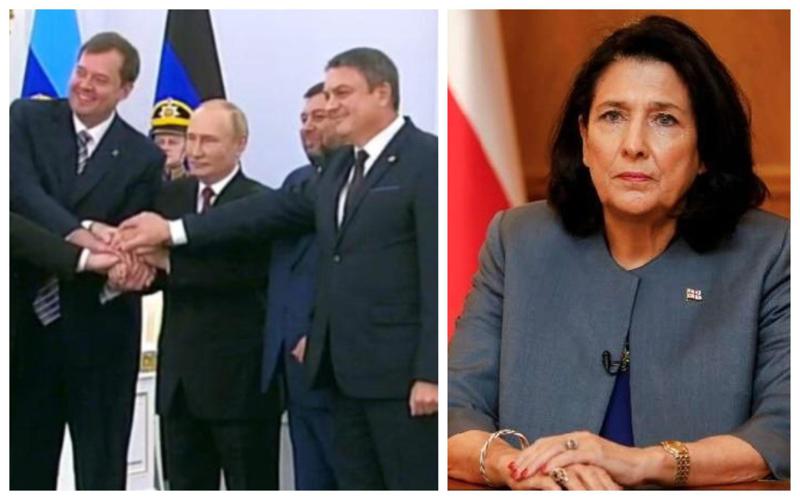 "ყალბი რეფერენდუმის გაფორმებას მომავალი არ აქვს" - სალომე ზურაბიშვილი პუტინის გადაწყვეტილებას "ტვიტერზე" ეხმაურება