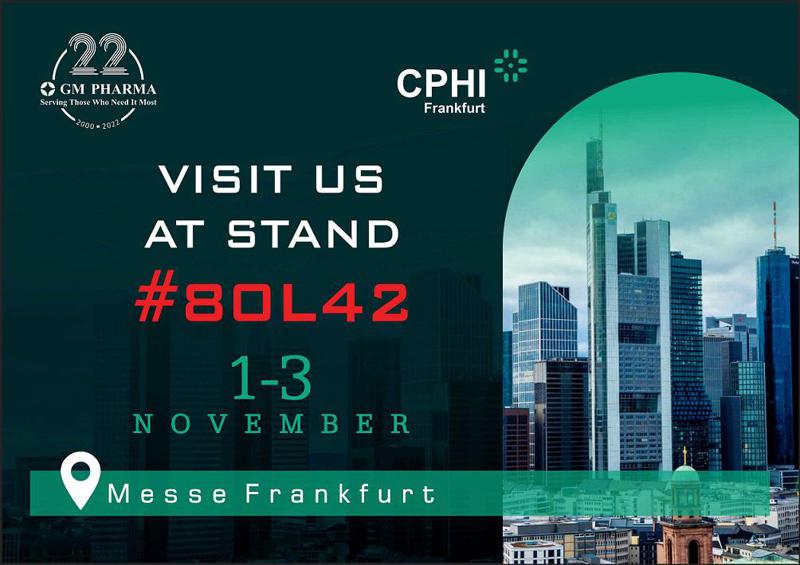 GM PHARMA საქართველოს საერთაშორისო ფარმაცევტულ გამოფენაზე - CPHI Frankfurt 2022 ქართული ფარმაცევტული სექტორის ლიდერის სტატუსით წარადგენს