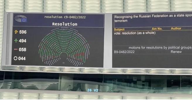 ევროპარლამენტმა რუსეთი "ტერორიზმის სპონსორ სახელმწიფოდ" გამოაცხადა