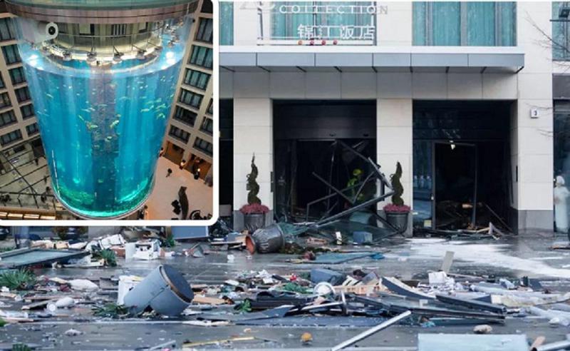 ბერლინში გასკდა გიგანტური აკვარიუმი, სადაც 1500 თევზი ცხოვრობდა -  1 მლნ ლიტრი წყალი ქუჩებში დაიღვარა