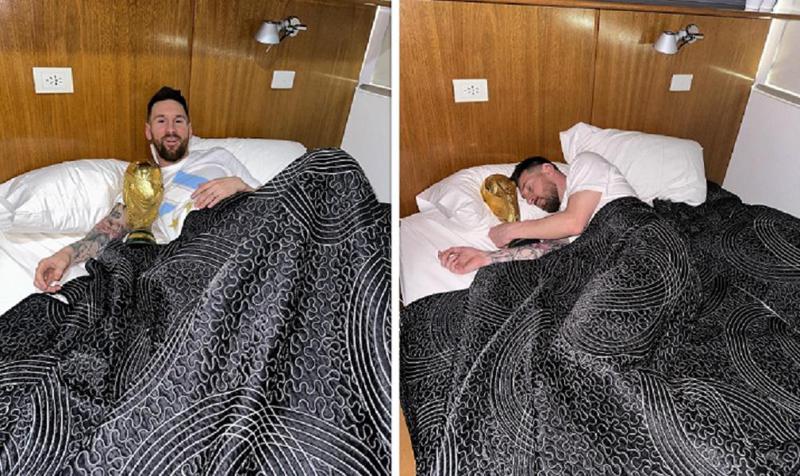 ბედნიერი ლეო მესი საწოლში თასთან ერთად - რა ფოტოებს აქვეყნებს მსოფლიო ჩემპიონი