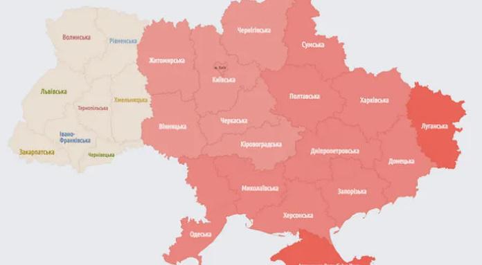 უკრაინის თითქმის მთელ ტერიტორიაზე საჰაერო განგაშია გამოცხადებული