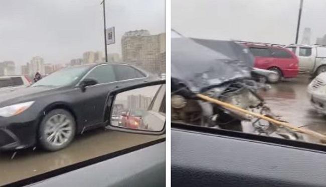 ვახუშტი ბაგრატიონის ხიდზე ერთმანეთს რამდენიმე ავტომობილი შეეჯახა