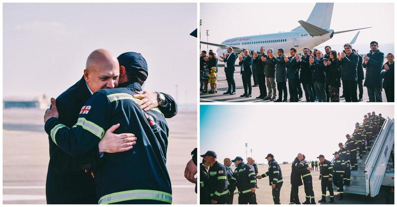 როგორ დახვდნენ თურქეთიდან დაბრუნებულ ქართველ მაშველებს აეროპორტში - "მისია დაასრულეს" (ფოტოები)