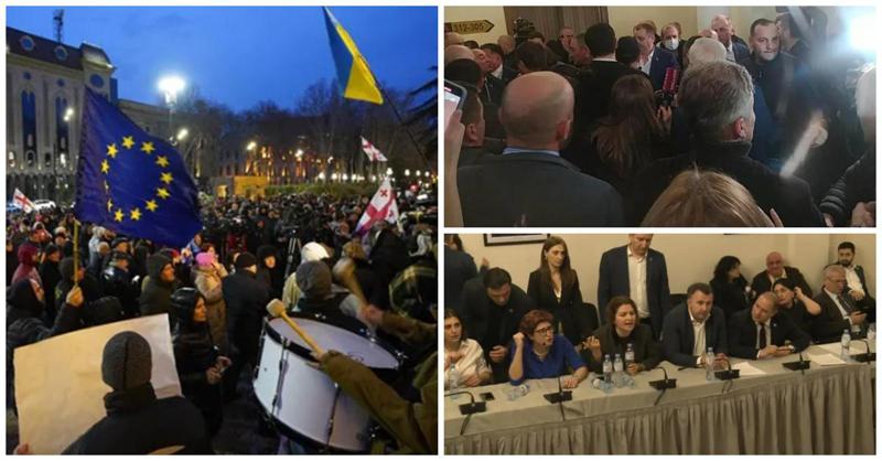 სხდომიდან გამოძევებული ქალი დეპუტატები, დაძაბულობა პარლამენტის ფოეიში და აქცია, შეძახილებით - რა ხდება საკანონმდებლო ორგანოში?